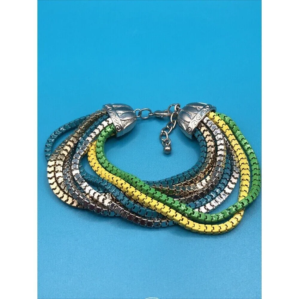 Boho Multicolor Strand Beaded Bracelet and Necklace